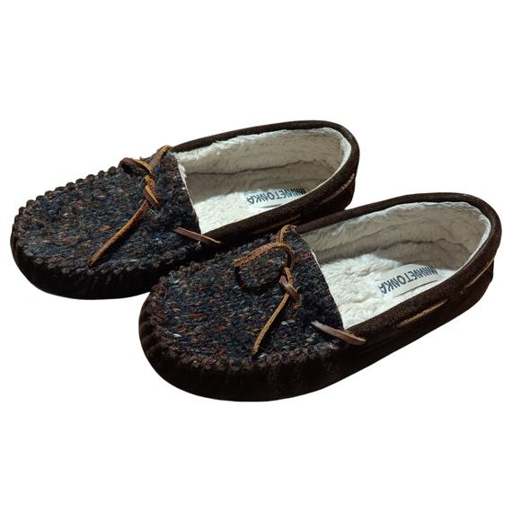 Minnetonka Lodge Trapper Womens Slipper Size 8M Brown Speckled on Top - Picture 1 of 8